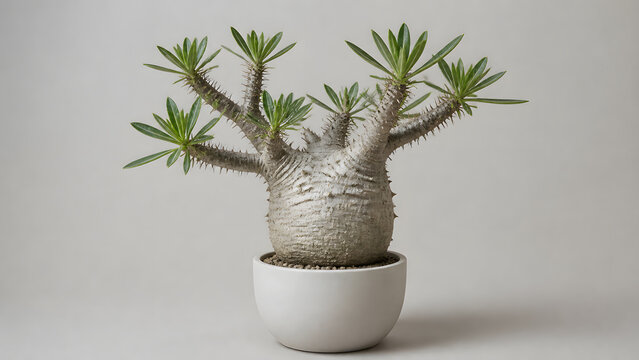正面から見たパキポディウムの塊根植物