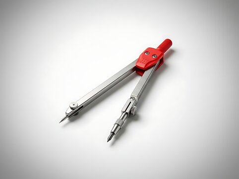 Professional Metal Drafting Compass on White Background