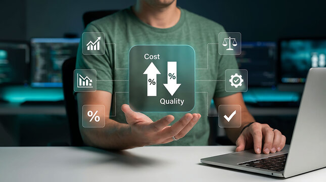High cost and low quality risk business trade-off analysis on laptop