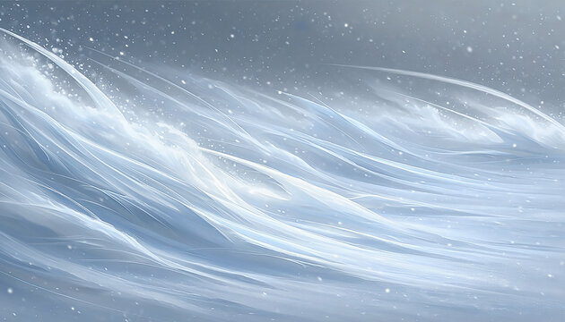 Surreal Frozen Ice Waves and Snow Blizzard Background Generative AI