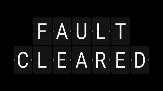 Split-Flap Blank to FAULT CLEARED Technical Status Display Animation on Black Background
