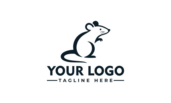 Minimalist sneaky rat logo template for business branding and vector design identity