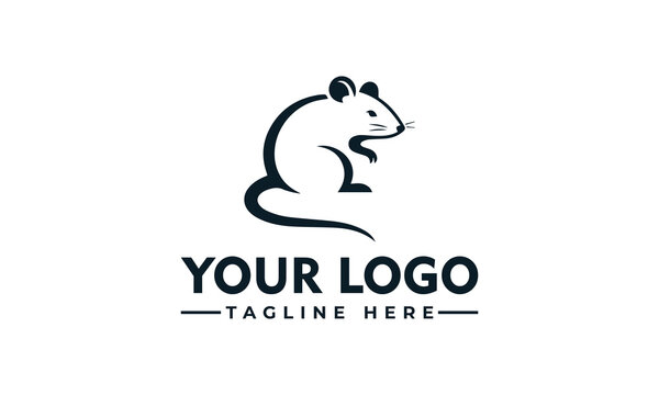 Sneaky rat logo design for creative business identity template. Minimalist vector illustration of mouse silhouette