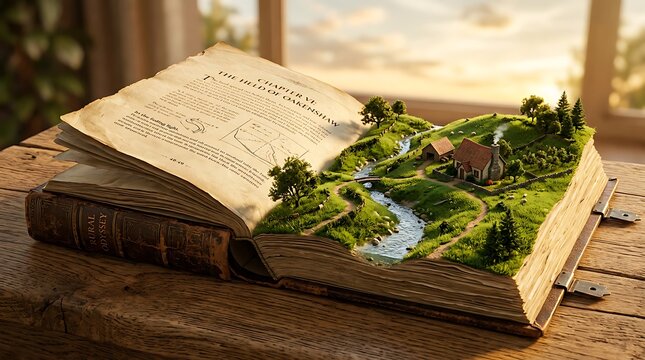 Pop up book concept with a double meaning of imagination and life
