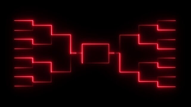 Animated blue neon bracket graphic on black background for sports tournament or competition visualization. 4K black background visuals
