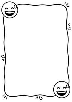 Emoji frame border illustration featuring funny sweat face icons on a simple white background design