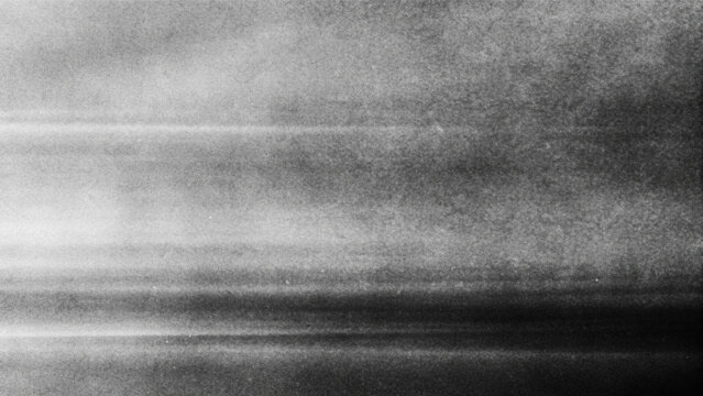 Black and white photocopy texture background with horizontal motion blur streaks, distressed scanner effect and fine even grain for monochrome analog design