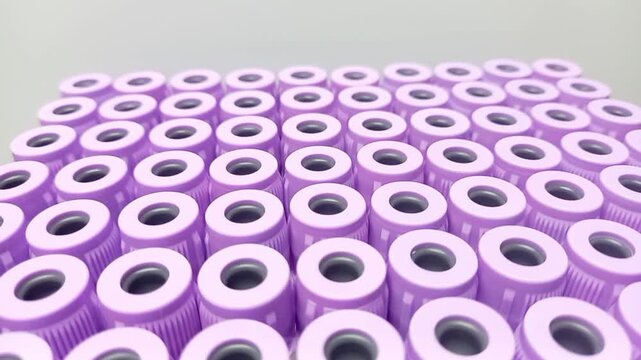 Purple capped CBC test tubes in laboratory.