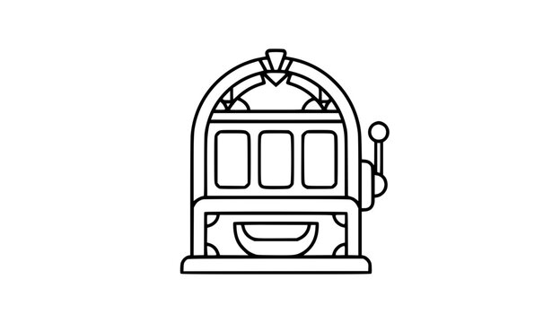Retro slot machine arcade entertainment thin line vector icon
