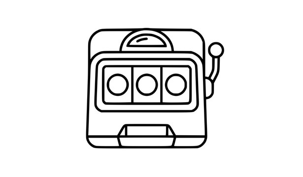 Trendy slot machine thin line outline vector icon isolated on white