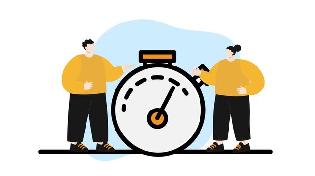 Time Management Concept: People and Stopwatch
