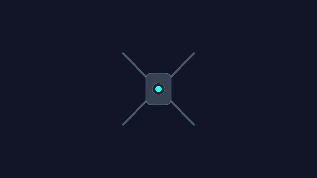 Futuristic quadcopter surveillance drone with spinning rotors motion graphic loop