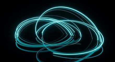 Fototapeta premium Abstract digital art of glowing neon light trails.