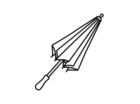 Closed black umbrella with handle