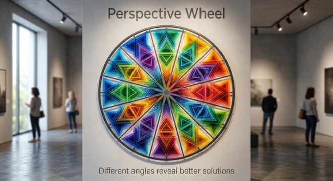 Intricate Circular Acrylic Triangle Art Piece Displayed Indoors