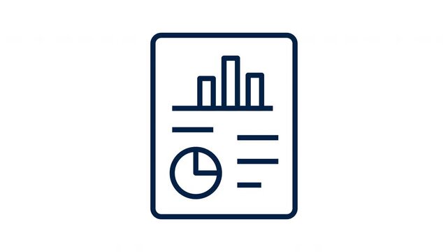 Animated Business Report Icon with Bar Chart and Pie Chart