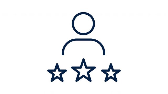 Animated Line Icon of User Rating with Person and Stars