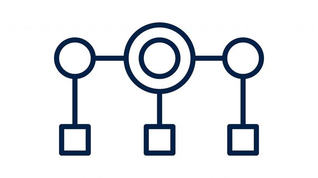 Animated Line Art Network Diagram and Flowchart Icon