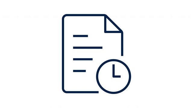 Document with Clock Icon Line Animation