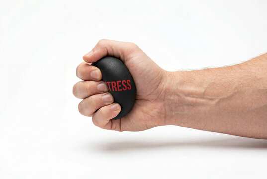Person Squeezing Black Stress Relief Ball for Anxiety and Tension Release