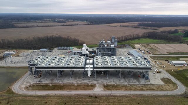 Natural gas combined cycle power plant aerial view