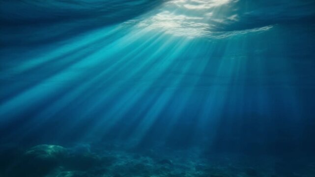 Sunlight rays piercing the ocean floor mauritius in clear blue water