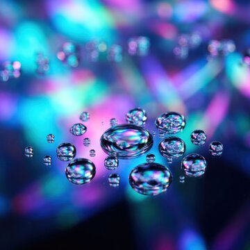 Macro Photography of Water Droplets on a Colorful Abstract Background.