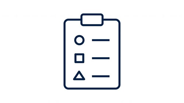 Clipboard Checklist Icon Animated Line Art Motion Graphic