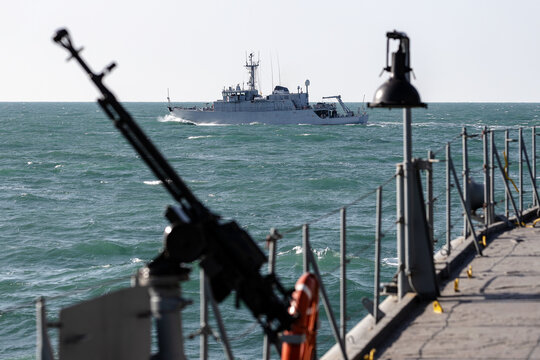 War Ship during mission of protect and rescue in sea.