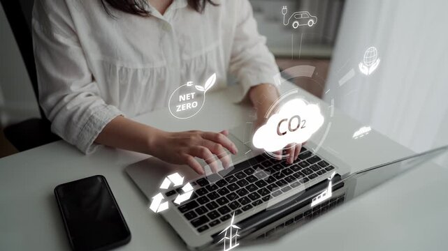 Net zero goals and CO2 reduction strategy driving sustainability, green energy integration, net zero emissions policies, and climate-friendly sustainability solutions for business and society. Muxer