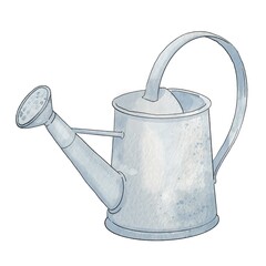 Watercolor Vintage Metal Watering Can Clipart for Gardening and Spring Floral Design © aissamutiara