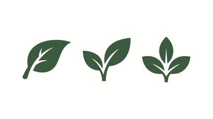 Fototapeta premium Minimalist Green Leaf Vector Icons for Botanical Brand Identity Design