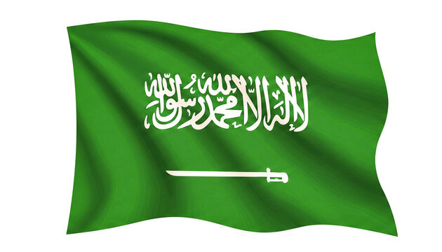 Waving flag of saudi arabia isolated on transparent background digital animation graphic.