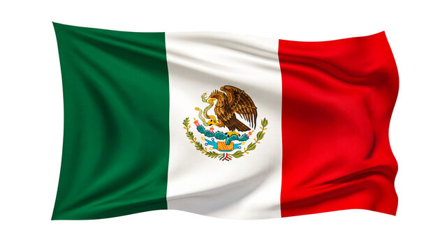 Waving mexico flag against transparent background for various national projects.