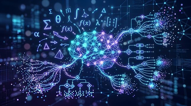 Artificial intelligence digital brain with neural network math data