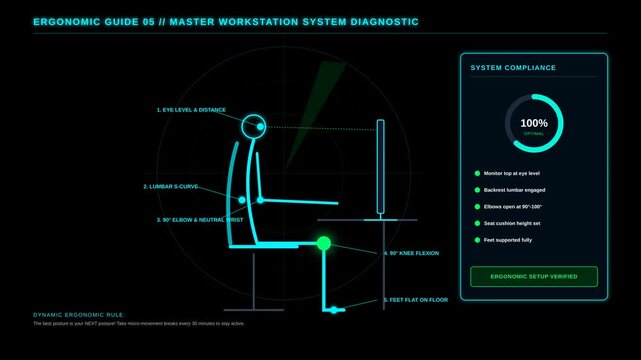 Ergonomic Workstation Setup Guide Illustrating Proper Body Posture for Office Health and Wellbeing