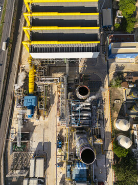 Aerial view of the thermoelectric power plant in Merida, Yucatan, Mexico.