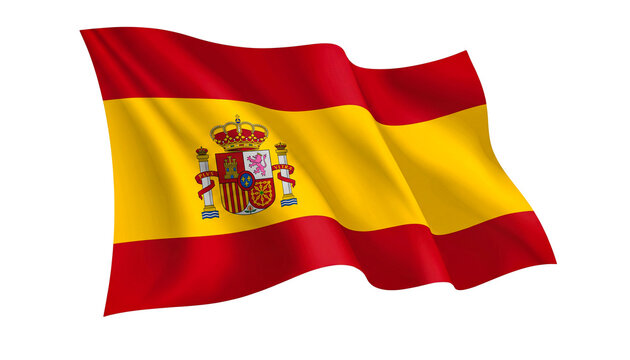 Waving Spain National Flag Isolated on Transparent Background