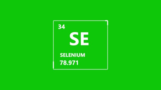 Selenium Chemical Element Periodic Table Symbol Animation Loop Isolated Green Screen Background Science Motion Graphic Video Overlay