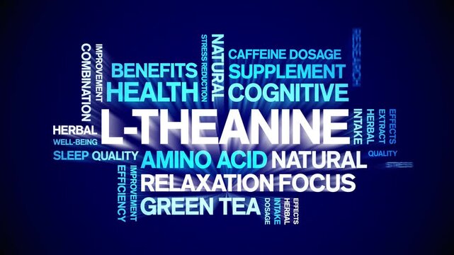 L-Theanine animated word cloud-text design animation tag kinetic typography seamless loop.