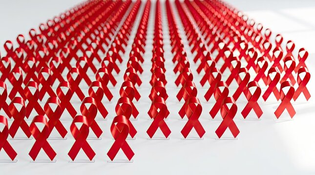 Veterans day red ribbons pattern arranged in a neat grid for awareness and health campaign background with awareness campaign background medicine prevention