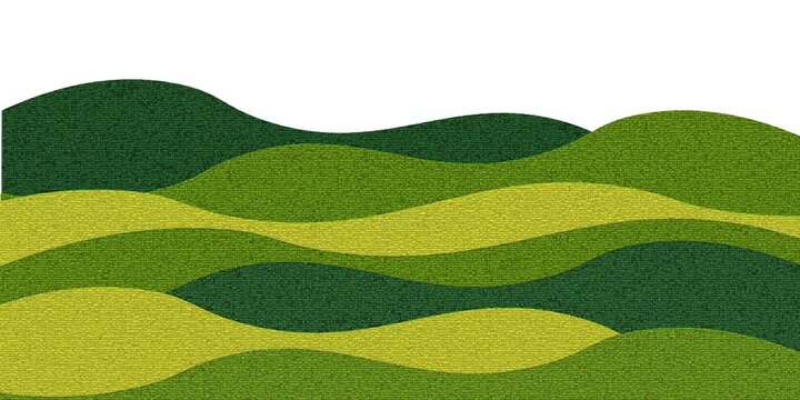 Abstract Japanese Rice Field Pattern. Agriculture Landscape Illustration. Green Tea Hills Collage Illustration. Vector Grass Mountain Texture.