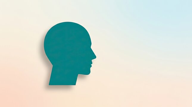 World mental health conceptual silhouette of a human head symbolizing cognition and mental state isolated on a smooth gradient background with cognition, psychology