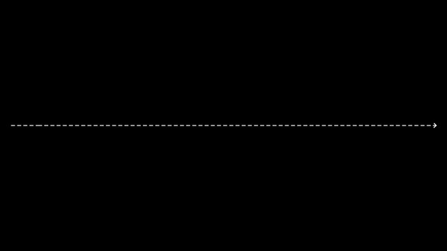 A single dashed white horizontal line with an arrow at the right end stretches across a solid black background representing a simple directional indicator or a minimalist for data visualization or