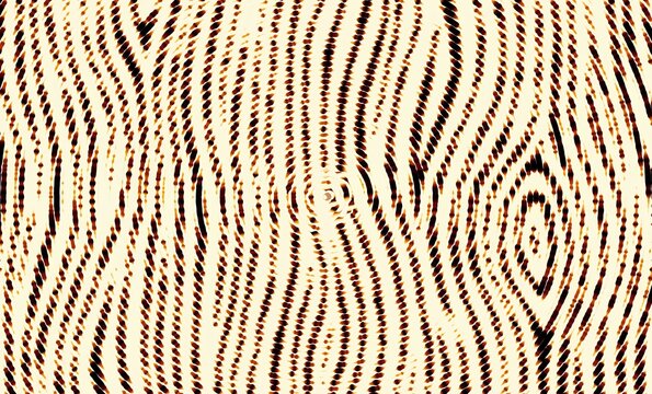 Abstract cream and brown wavy line pattern with concentric ripple optical distortion.