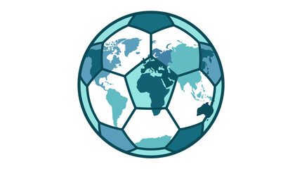 Naklejka premium Soccer ball with world map panels, isolated on white