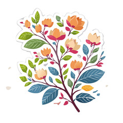 Fototapeta premium Colorful flowering branch vector illustration