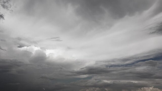 Timelapse clouds drift across a blue sky with layered partly cloudy weather.