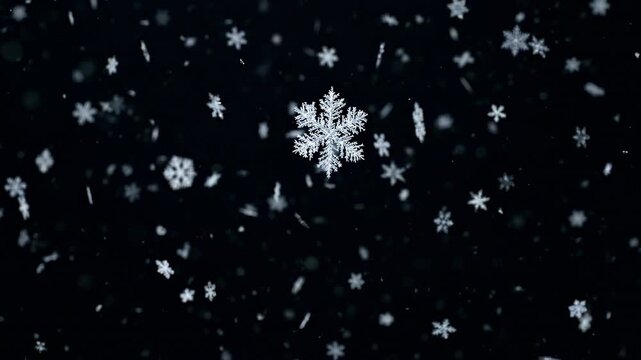 Soft Snow Flakes Fluttering Downwards Organically, Perfect for Holiday Backgrounds and Winter Wonderland