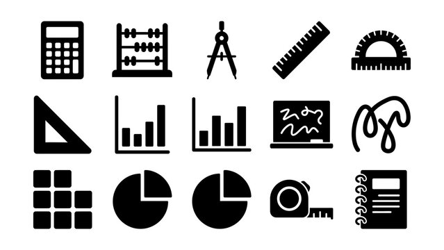 Flat education and math icons set